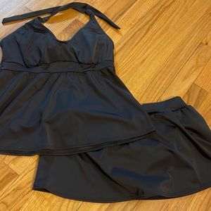 New Venus black tankini swimsuit top 14 skirt 12